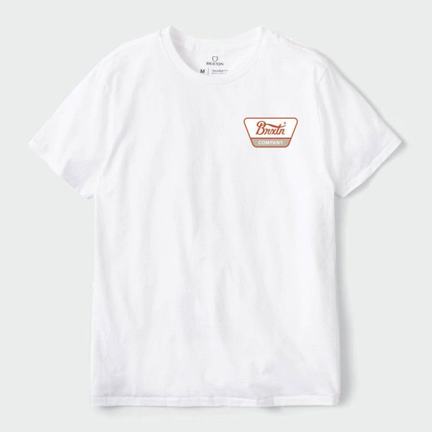 BRIXTON LINWOOD TEE WHITE/BURNT RED/BEIGE - The Drive Skateshop