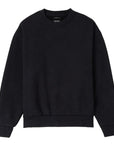 Black Brixton Baseline Crew Fleece sweater, casual long-sleeve sweatshirt with soft fabric and ribbed cuffs, front logo detail.