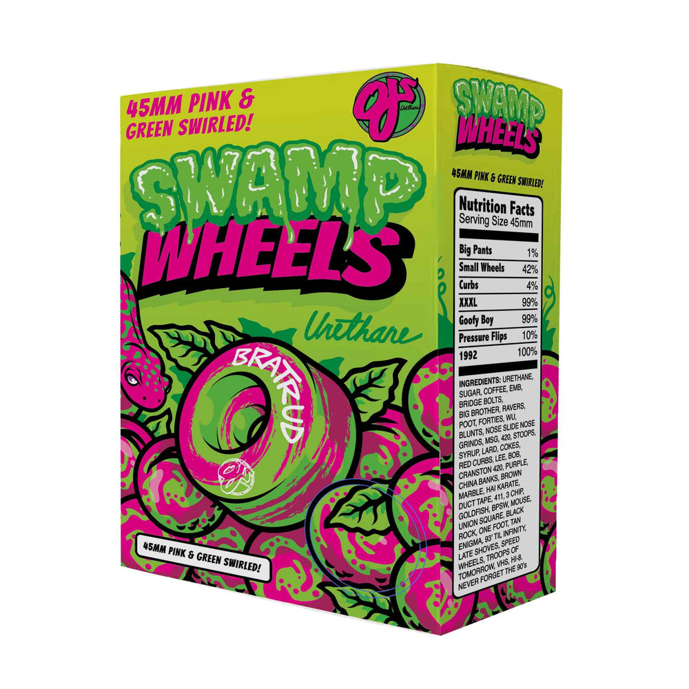 OJ WHEELS SWAMP BERRIES PINK/GREEN SWIRL 99A (45MM) - The Drive Skateshop