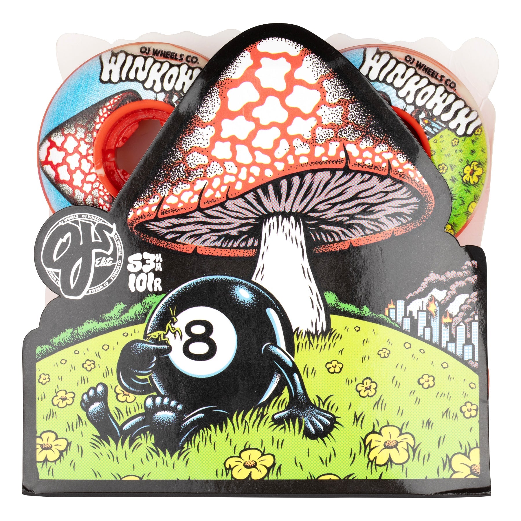 OJ WHEELS WINKOWSKI MUSHROOM ELITE WHITE/RED SWIRL EZ EDGE 101A (53MM) - The Drive Skateshop