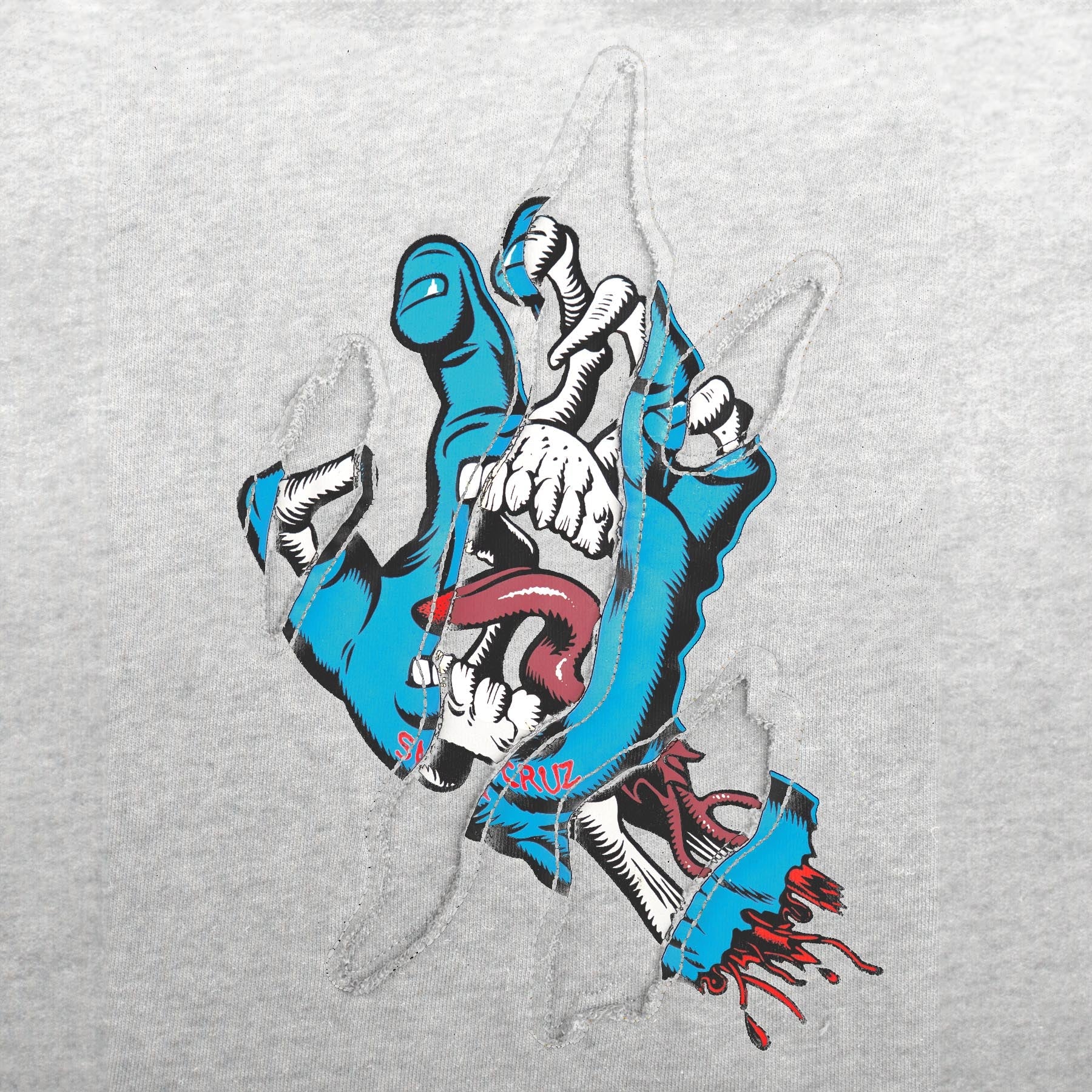 SANTA CRUZ HOOD TORN HAND GREY HEATHER – The Drive Skateboard Shop