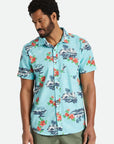 BRIXTON CHARTER PRINT S/S WOVEN CANAL BLUE/PARADISE - The Drive Skateshop