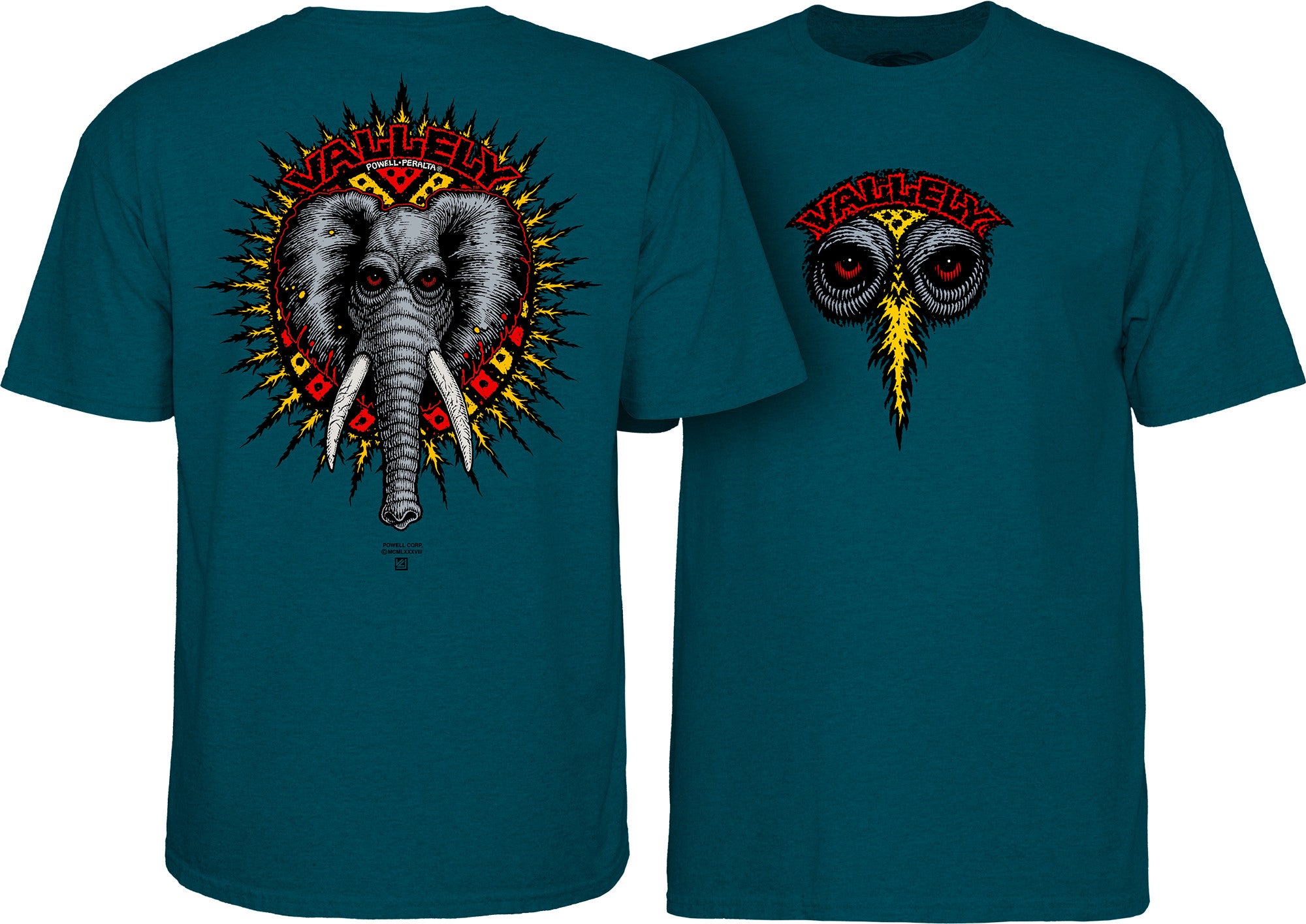 POWELL-PERALTA VALLELY ELEPHANT T-SHIRT MIDNIGHT TEAL - The Drive Skateboard Shop
