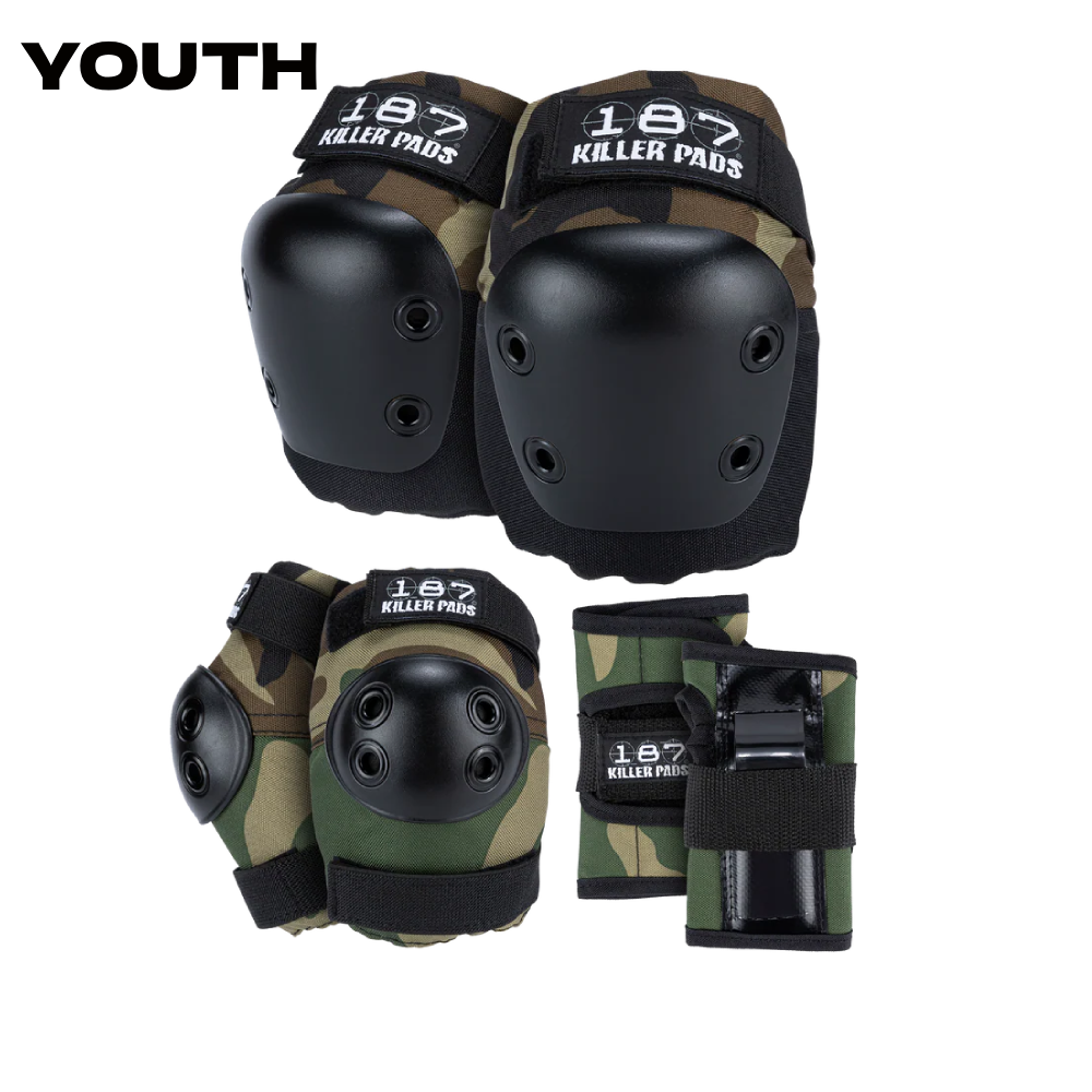 スケートボード 187 KILLER PADS JUNIOR SIX PACK CAMO 187 KILLER PADS - JUNIOR YOUTH SIX PACK PAD SET CAMO – The Drive