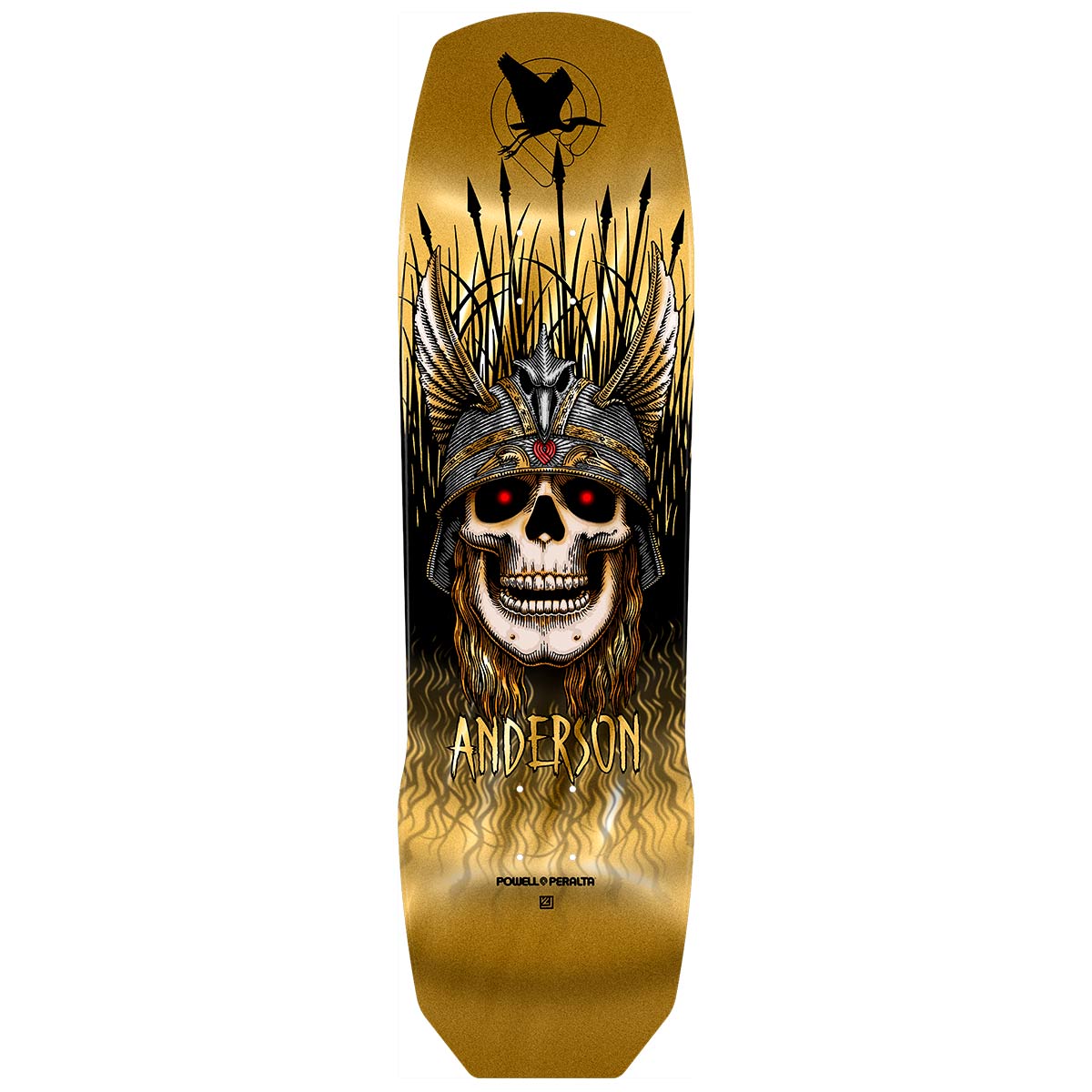 POWELL-PERALTA ANDY ANDERSON HERON '3' GOLD FOIL 7 PLY MAPLE DECK (9.13") - The Drive Skateboard Shop