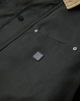 Roark Open Roads waxed canvas jacket in onyx black, front view