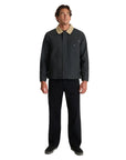 Roark Open Roads waxed canvas jacket in onyx black, front view