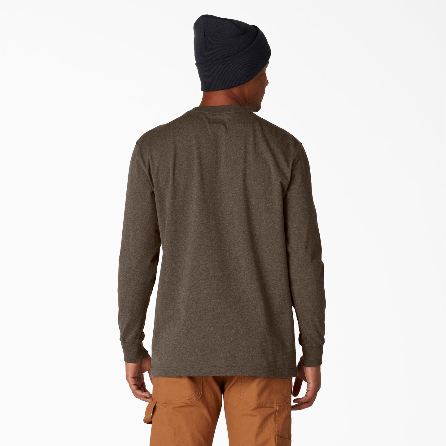 DICKIES LONGSLEEVE HEAVYWEIGHT POCKET TEE CHOCOLATE HEATHER