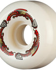 Powell-Peralta Dragon Formula skateboard wheels in red V5 93A, 52mm size, with detailed wheel graphics and branding visible.