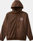 BRIXTON CLAXTON CREST LW ZIP HOOD JACKET PINECONE BROWN