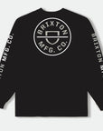 BRIXTON CREST L/S TEE BLACK/MINERAL GREY/WHITE - The Drive Skateshop
