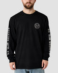BRIXTON CREST L/S TEE BLACK/MINERAL GREY/WHITE - The Drive Skateshop