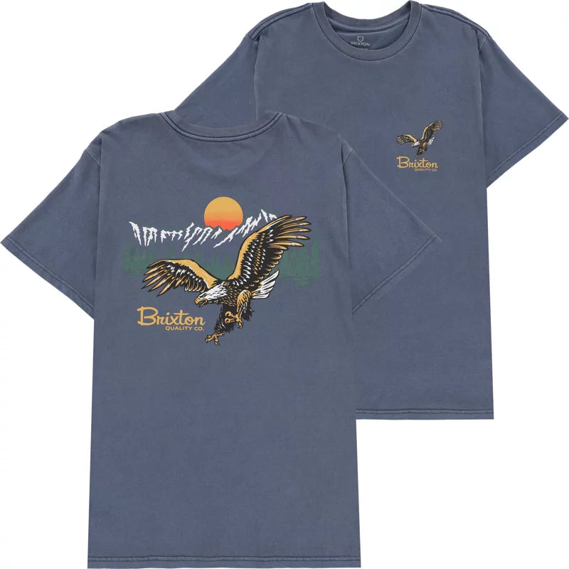 BRIXTON GLACIER TEE WASHED NAVY WORN WASH - The Drive Skateshop