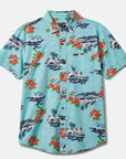 BRIXTON CHARTER PRINT S/S WOVEN CANAL BLUE/PARADISE - The Drive Skateshop
