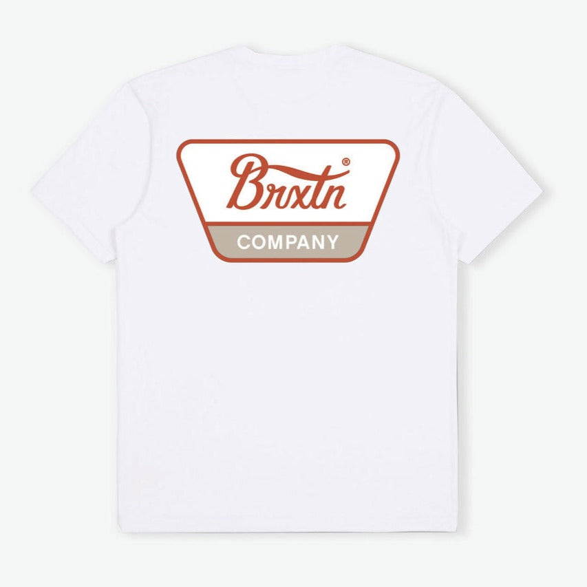 BRIXTON LINWOOD TEE WHITE/BURNT RED/BEIGE - The Drive Skateshop