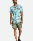 BRIXTON CHARTER PRINT S/S WOVEN CANAL BLUE/PARADISE - The Drive Skateshop