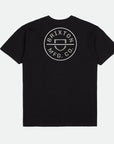 BRIXTON CREST 2 TEE BLACK/MINERAL GREY/WHITE - The Drive Skateshop