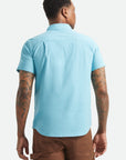 BRIXTON SANDFORD OXFORD S/S WOVEN BUTTON UP BLUE AURA