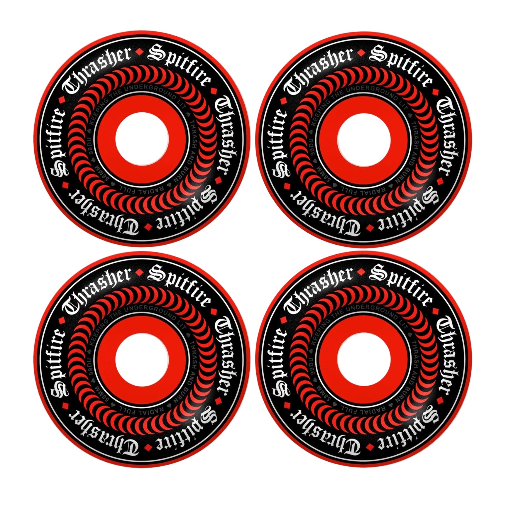 SPITFIRE WHEELS FORMULA FOUR THRASHER OATH RED RADIAL FULL 99A