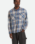 BRIXTON VINTAGE WASH FLANNEL BLUE/SOFT BLUE/ORANGE