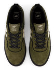 New Balance 306 Jamie Foy shoes in Dark Moss and Black with sporty design and cushioned sole, ideal for skateboarding.