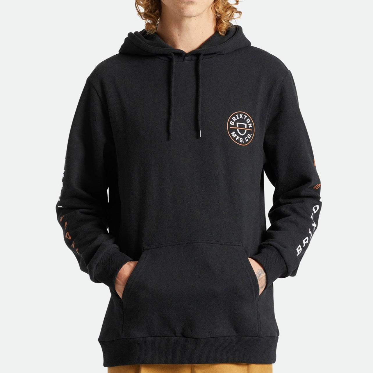 BRIXTON CREST HOOD BLACK/ANTELOPE/WHITE - The Drive Skateshop