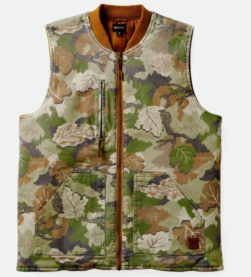 BRIXTON BUILDERS ABRAHAM REVERSIBLE VEST LEAF CAMO/GOLDEN BROWN