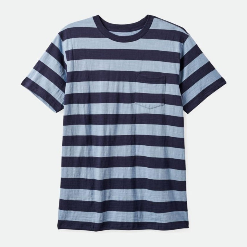 BRIXTON HILT SLUB S/S POCKET KNIT WASHED NAVY/DUST BLUE