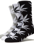 HUF PLANTLIFE SOCKS 3-PACK BLACK/WHITE/GREY - The Drive Skateshop