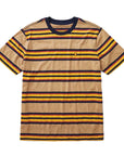 BRIXTON HILT SHIELD S/S KNIT - TAN/GOLDEN GLOW/NAVY