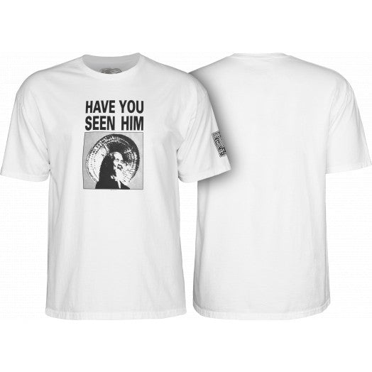 POWELL-PERALTA HAVE YOU SEEN HIM ANIMAL CHIN T-SHIRT WHITE - The Drive Skateshop