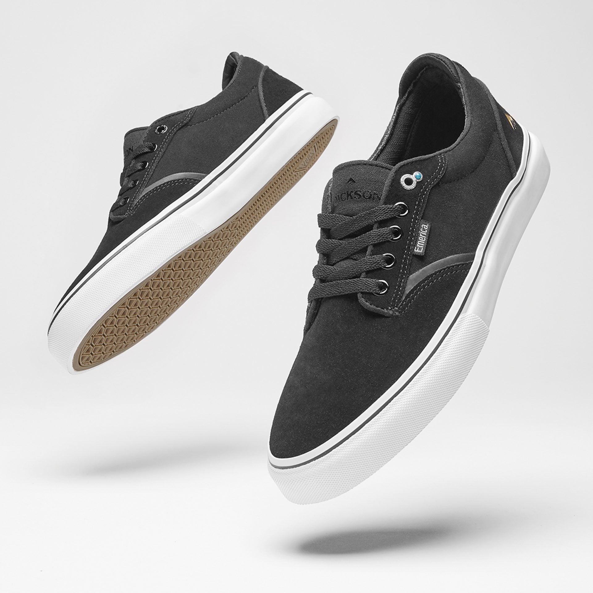 EMERICA DICKSON BLACK/WHITE/GOLD SHOE – The Drive Skateboard