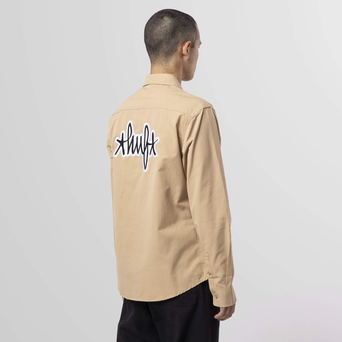 HUF MECHANICAL LONGSLEEVE BUTTON UP SHIRT KHAKI