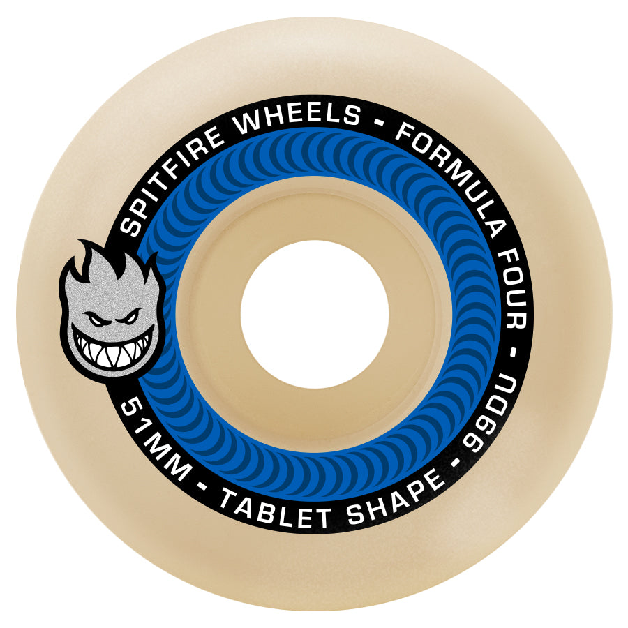 SPITFIRE FORMULA 4 TABLETS NATURAL 99A (51MM/52MM/53MM) - The Drive Skateshop