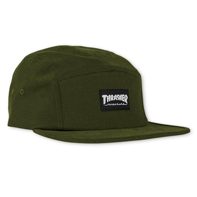 THRASHER 5 PANEL HAT ARMY STRAPBACK – The Drive Skateboard Shop
