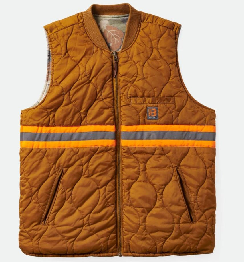 BRIXTON BUILDERS ABRAHAM REVERSIBLE VEST LEAF CAMO/GOLDEN BROWN