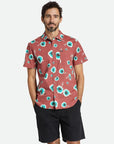 BRIXTON CHARTER PRINT S/S WOVEN DUSTY CEDAR/OFF WHITE/JADE