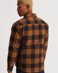 BRIXTON BOWERY LINED L/S FLANNEL - NAVY/COPPER - The Drive Skateshop