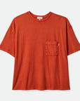 BRIXTON WOMENS CAREFREE OVERSIZED BF POCKET TEE BURNT RED