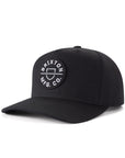 BRIXTON HAT - CREST C MP SNAPBACK BLACK - The Drive Skateshop