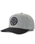 BRIXTON HAT - CREST C MP SNAPBACK HEATHER GREY/BLACK - The Drive Skateshop
