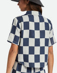 BRIXTON WOMENS MYKONOS BOXY S/S WOVEN WASHED NAVY