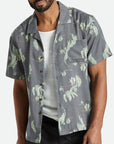 BRIXTON BUNKER SLUB S/S WOVEN WASHED BLACK/SEA FOAM/COCONUT - The Drive Skateshop