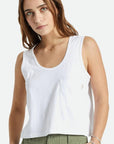 BRIXTON WOMENS CAREFREE POCKET TANK WHITECAP