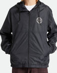 BRIXTON CLAXTON CREST LIGHT WEIGHT ZIP HOOD JACKET BLACK/BLACK