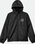 BRIXTON CLAXTON CREST LIGHT WEIGHT ZIP HOOD JACKET BLACK/BLACK
