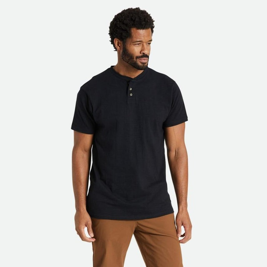 BRIXTON BASIC SLUB S/S HENLEY TEE BLACK