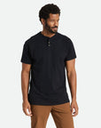 BRIXTON BASIC SLUB S/S HENLEY TEE BLACK