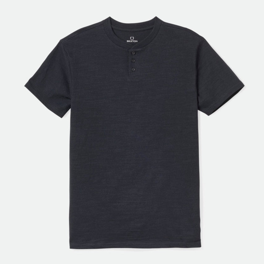 BRIXTON BASIC SLUB S/S HENLEY TEE BLACK