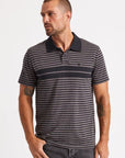 BRIXTON SHIELD STRIPE S/S POLO X KNIT - BLACK/CHARCOAL - The Drive Skateshop
